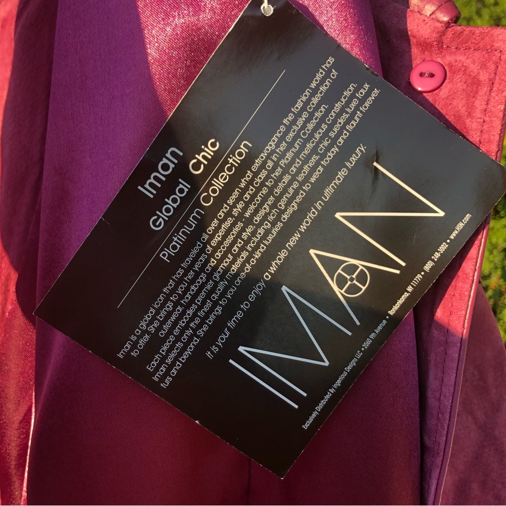 Iman Genuine Leather Mauve Coat size Small - Picture 12 of 17
